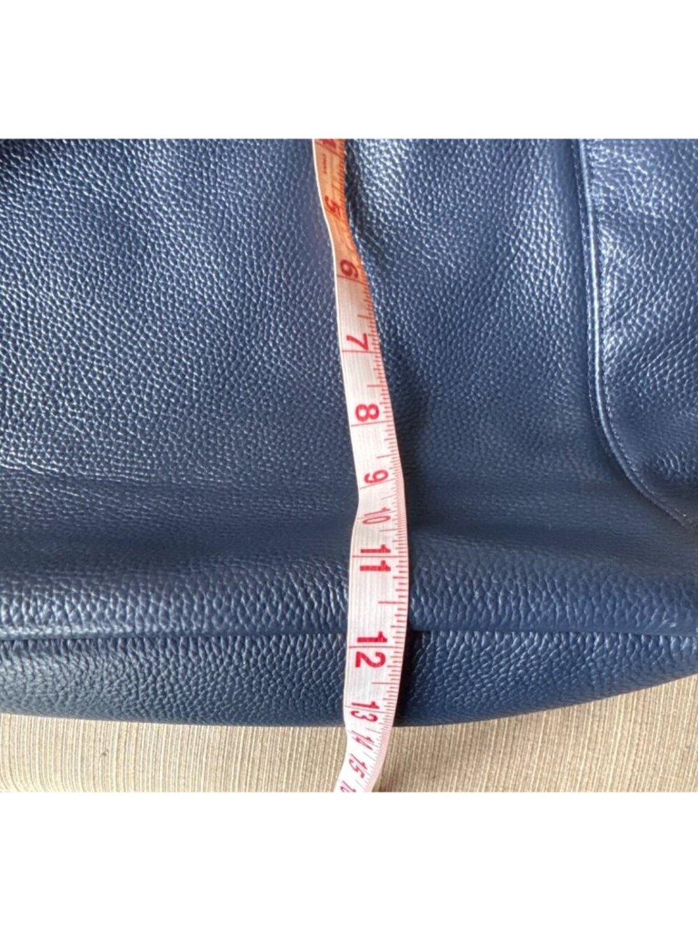 LAGGO Navy Pebbled Leather Hobo Shoulder Bag Gold Tone Hardware Tassel Tote - Picture 10 of 12